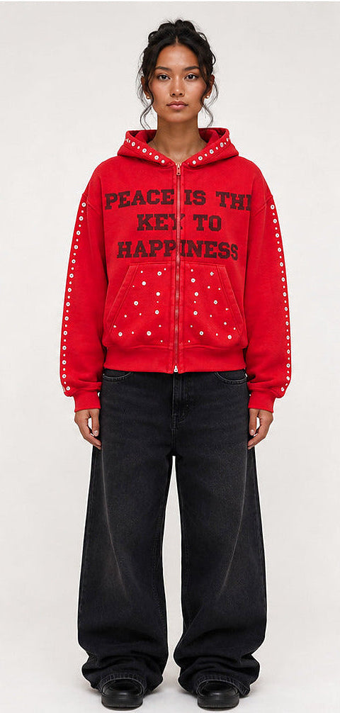 Art of Peace Zip Up-Red